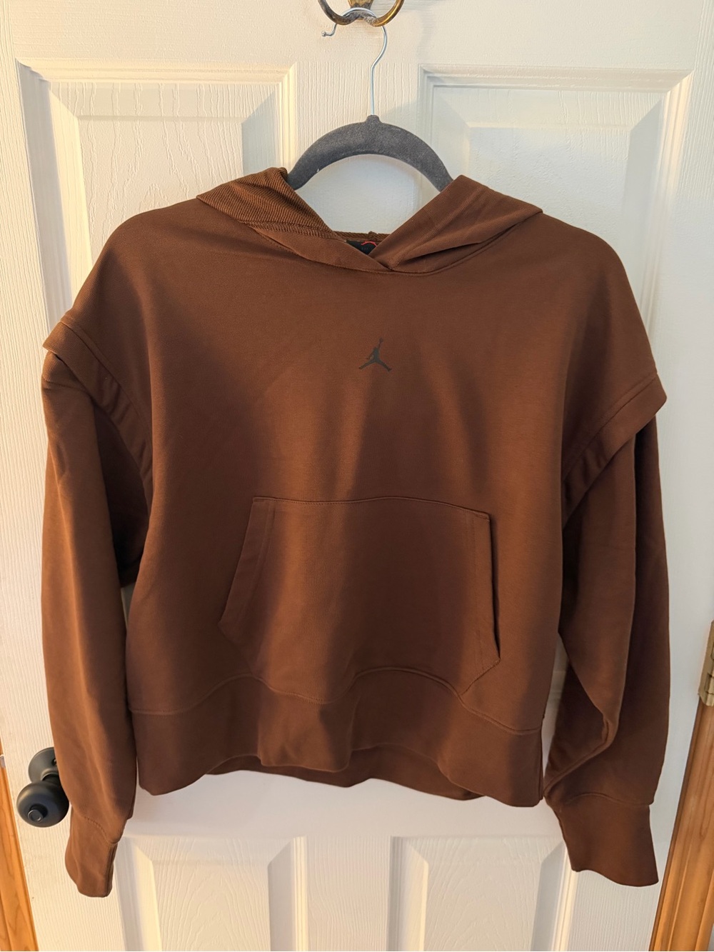 Jordan Men’s Brown Crewneck Hoodie with Subtle Jumpman